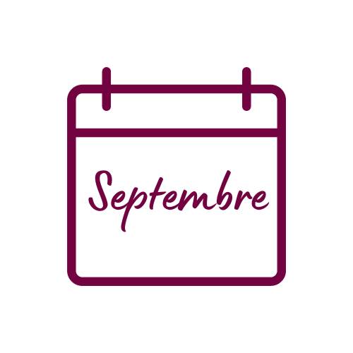 Icône calendrier septembre Programme du mois de septembre dans l'opération CREA
